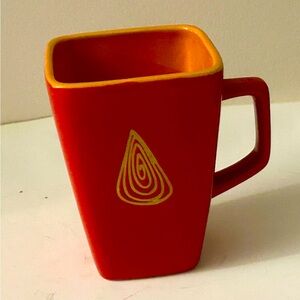 Vintage Cup MCM DISARONNO Mug Red Orange Amaretto Ceramic Italy Abstract art